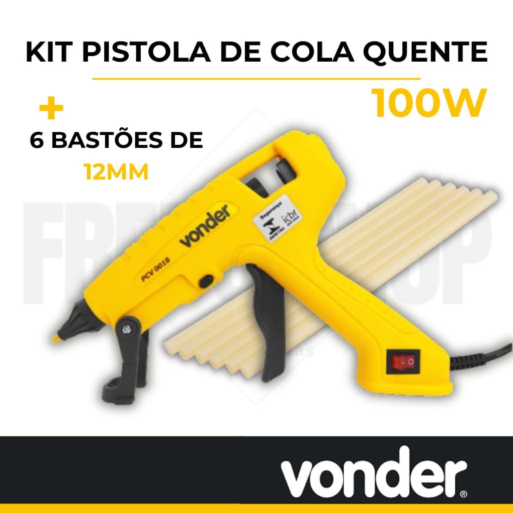 Kit Pistola De Cola Quente Com 6 bastões de cola, 100w 12mm Bivolt Certificada Vonder