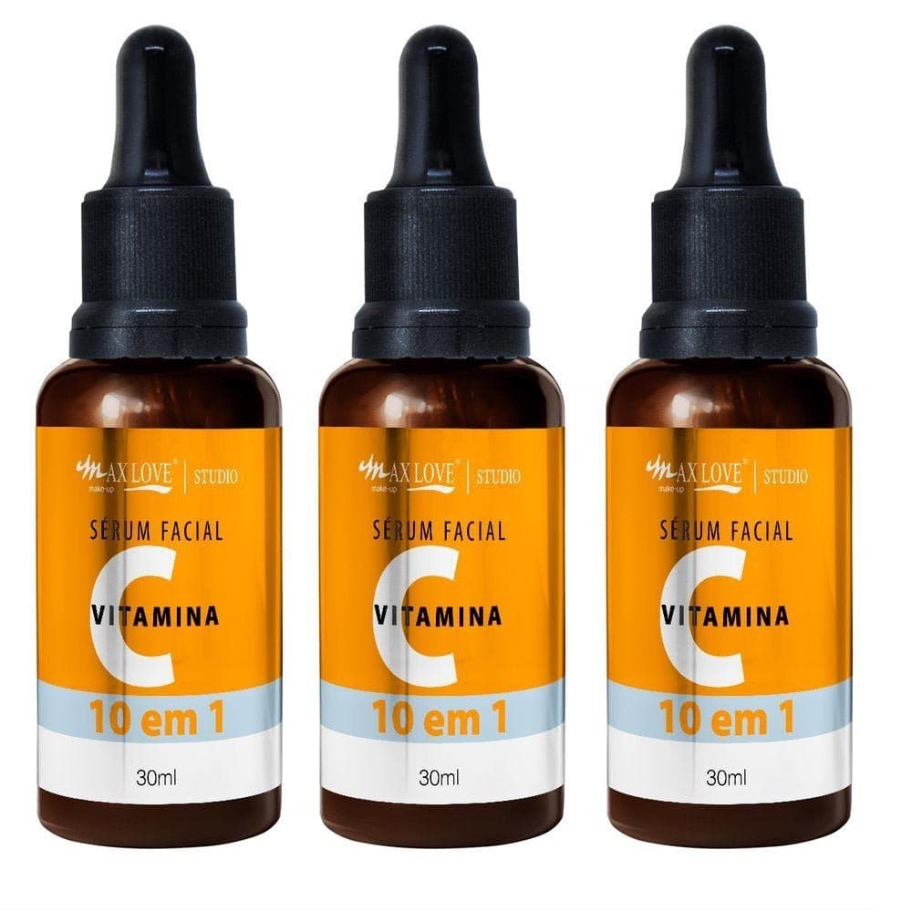 Kit c/ 3 Sérum Facial Vitamina C 10 em 1 - Sérum 10x1 - Colageno Max Love