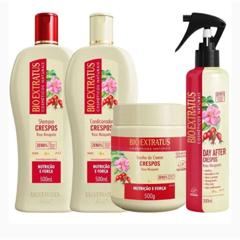 Kit Crespos 1 Shampoo 1 Condicionador 1 Banho 500ml + Spray 300ml Bio Extratus