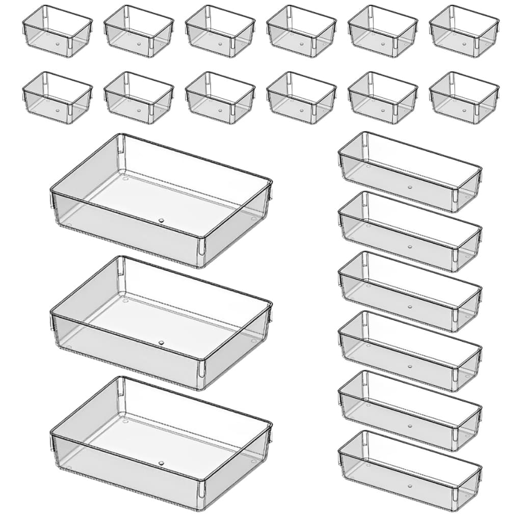 Kit com 21 Organizadores Acrílico Cristal Modular Para Geladeiras Gavetas e Maquiagens