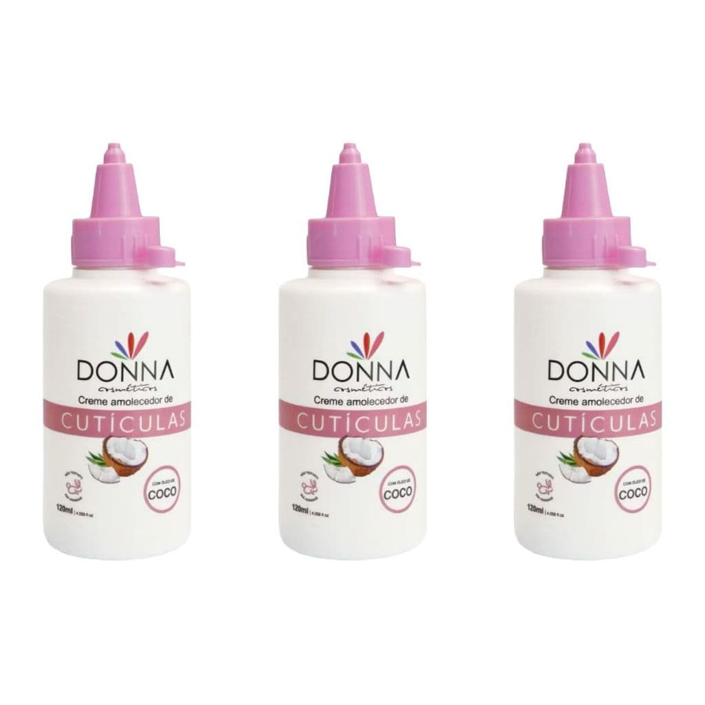 Kit C/3 Amolecedor de Cutículas Donna com Oléo de Coco - 100ml