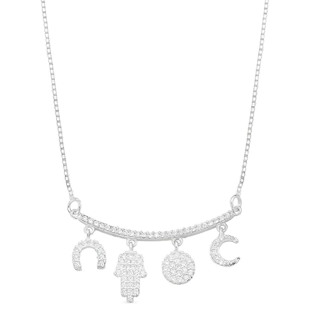 Colar Feminino Pingente Clarie Cravejado Prata 925 Legítima