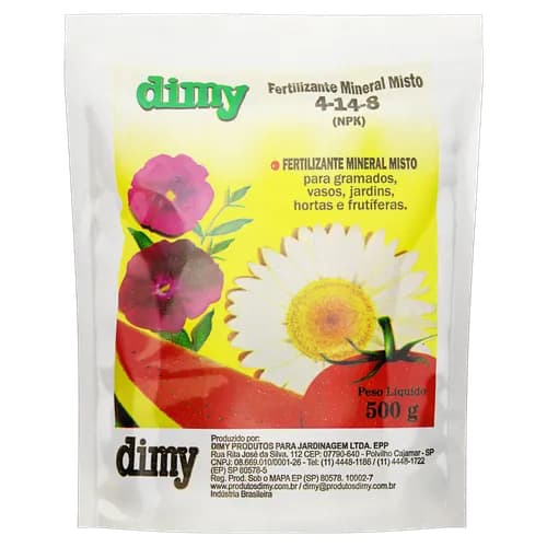 Fertilizante Mineral Npk 04-14-08 Granulado 500g Dimy