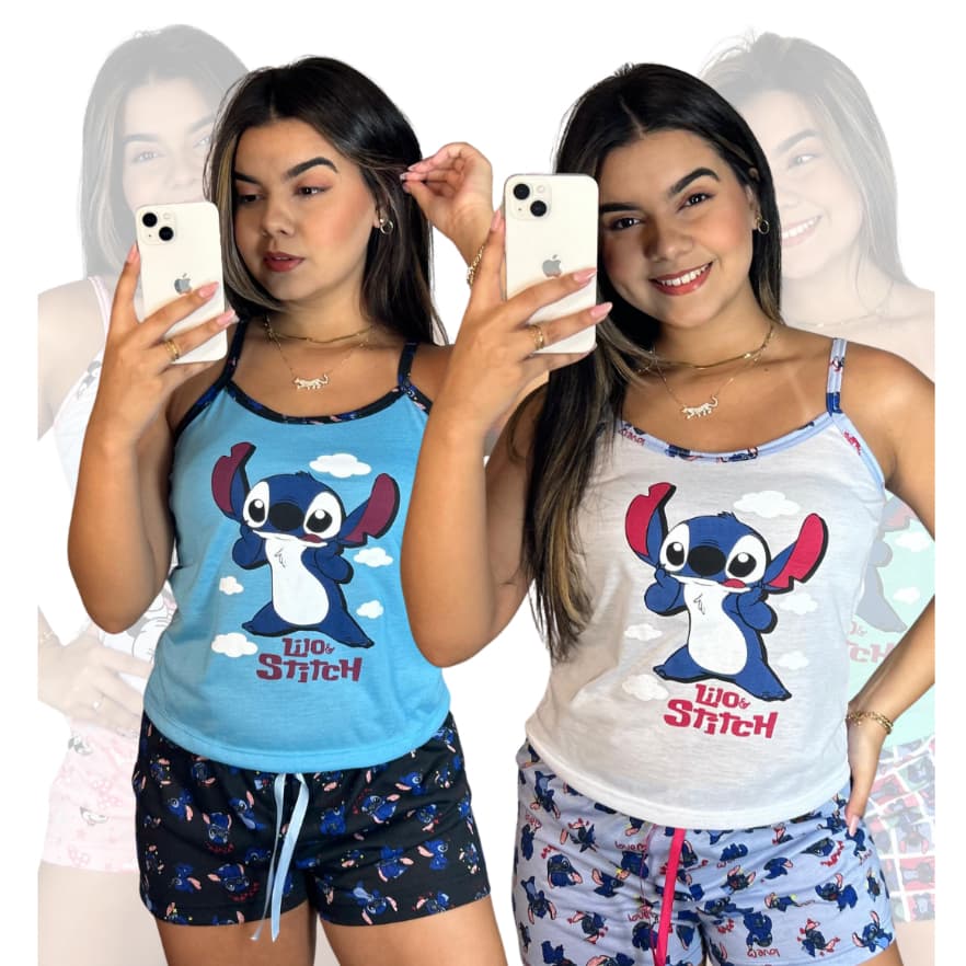 KIT C/ 4 Baby doll alcinha verão/ Estampas Personagens/ Pijama Feminino