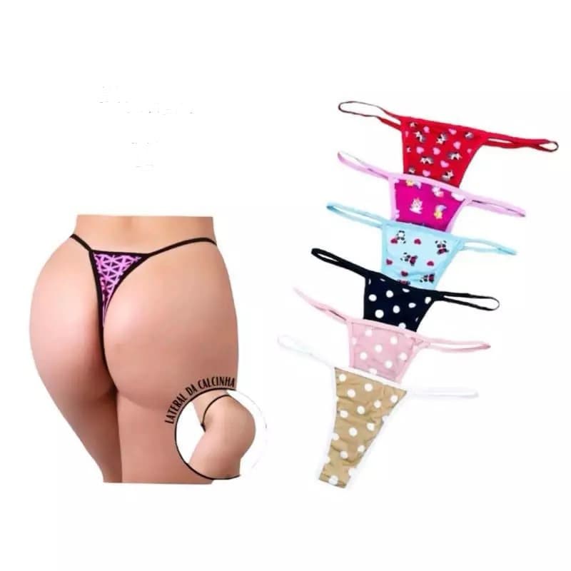 Kit 7 Tanga Tirinha Fio Dental  Confortável Estampadas e Lisas