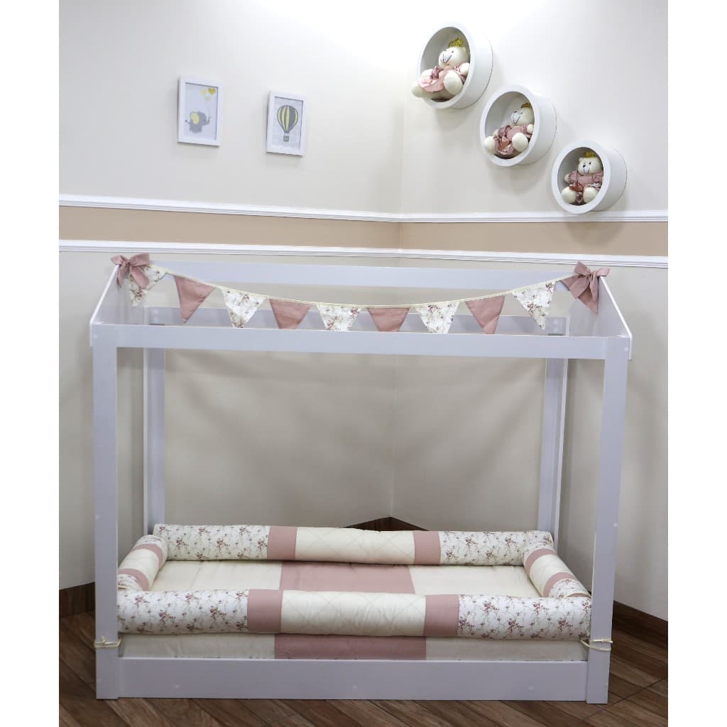 Kit Mini Cama Montessoriano Casinha Infantil Rolinhos 6 Peças Menina Menino