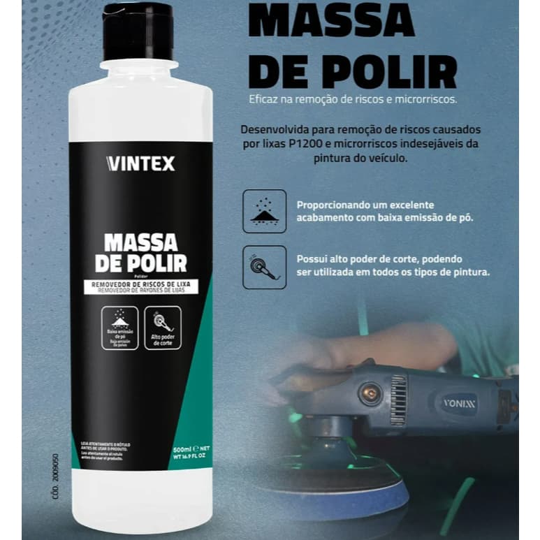 Massa de polir vintex removedor de riscos lixa 1200 500ML.