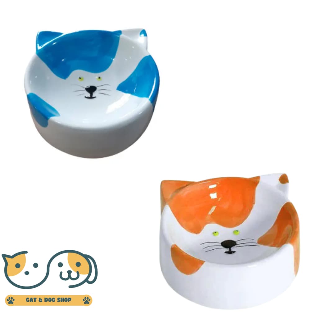 Comedouro de Porcelana para Gatos Azul/Laranja 150ml