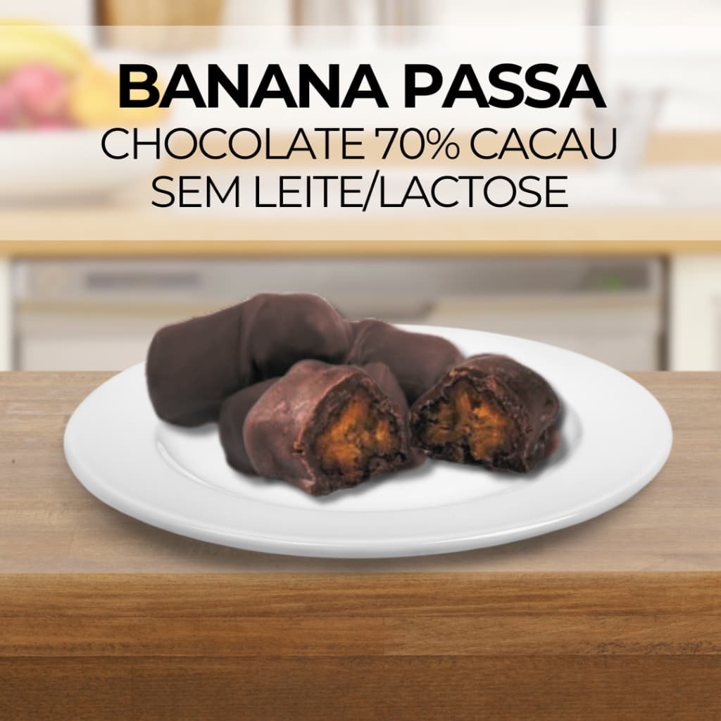 Banana Passa coberta com chocolate 70% Cacau - 100g, 200g, 300g - Aldeia