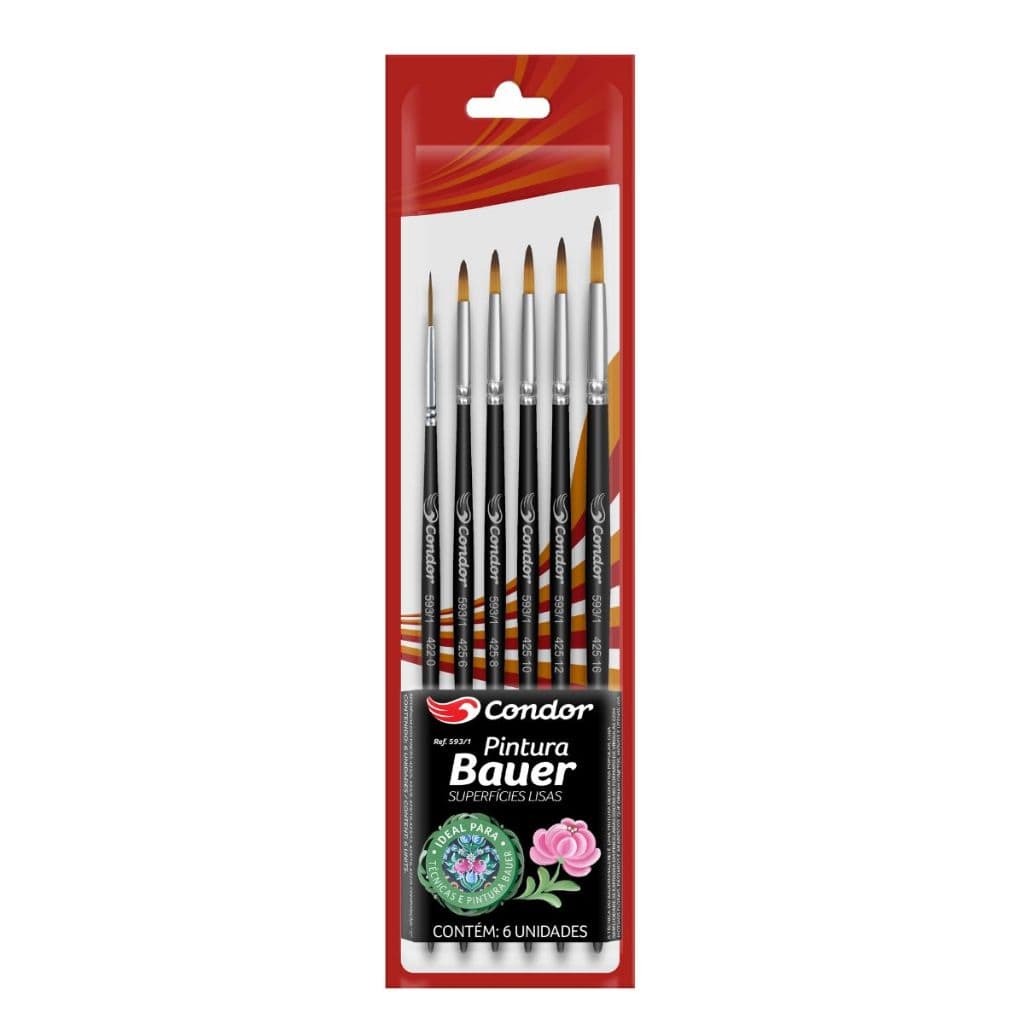 Kit Pincel P/ Pintura Bauer Condor 593/1 - Superfícies Lisas