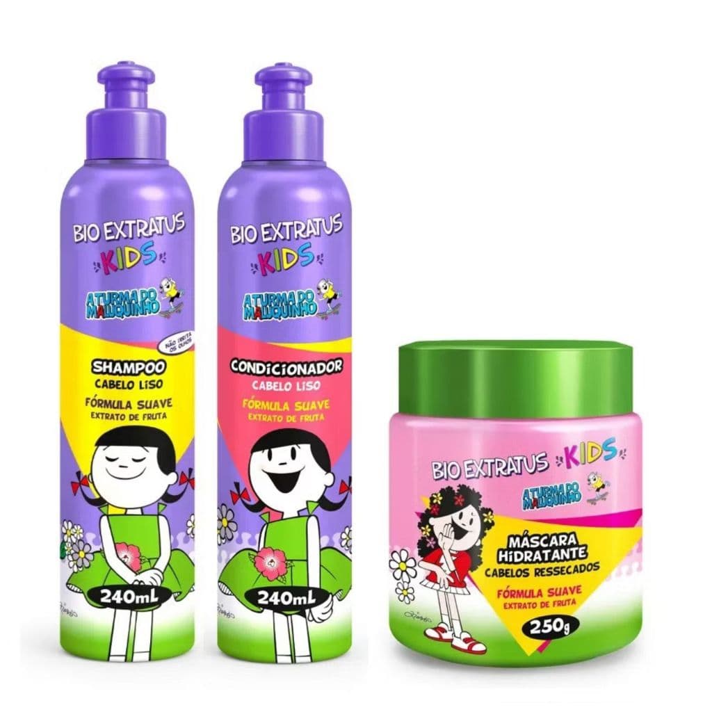 Kit Bio Extratus Kids Cabelos Lisos Condicionador + Shampoo + Máscara 240ml