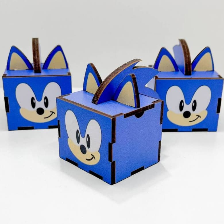 5/10/15/20PCS Mini Cubos Sonic em MDF - Lembrancinha Porta Bombom Caixinha