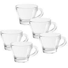 Jogo De Xícaras Café De Vidro 90ml Morocco Diamante 5 Peças Inga