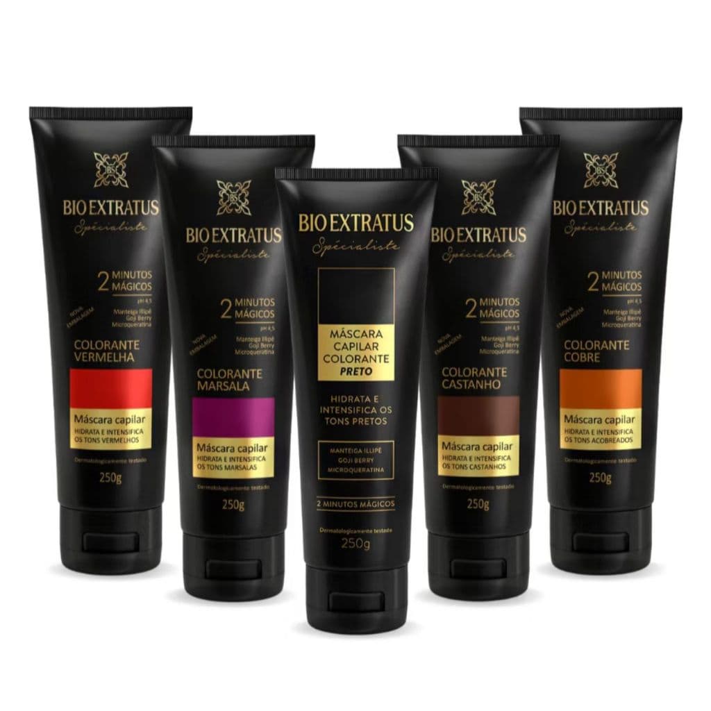 Máscara Condicionante Colorante Preta/Vermelha/Cobre/Castanho/Marsala Bio Extratus - 250g