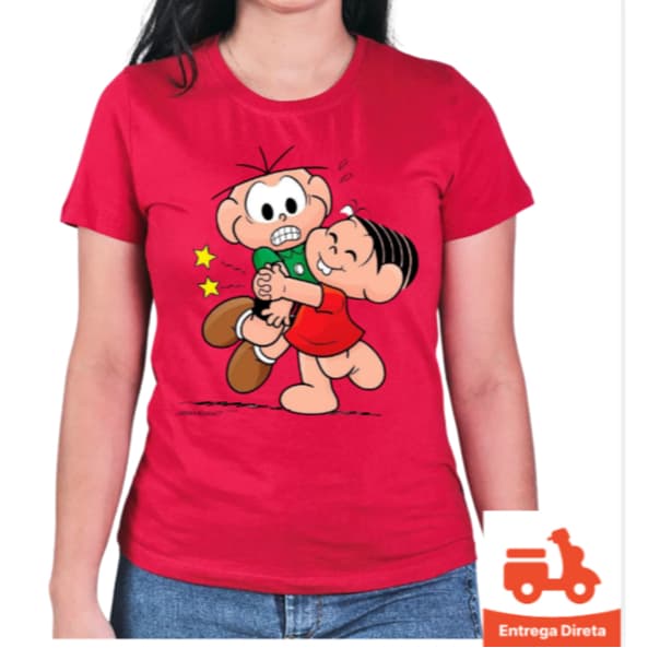 Camiseta Adulto e infantil monica e cebolinha 100% algodão