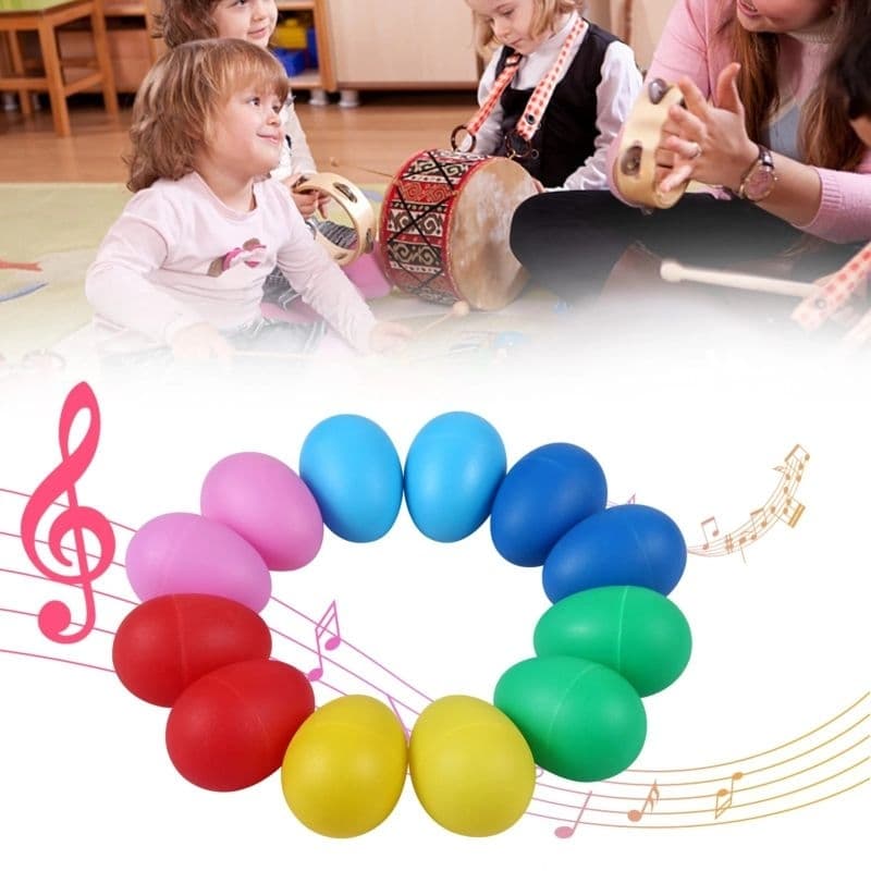 Kit 12 Ovinho Chocalho Ganzá Maraca Instrumento Musical de Percussão para Criança Aprender Música