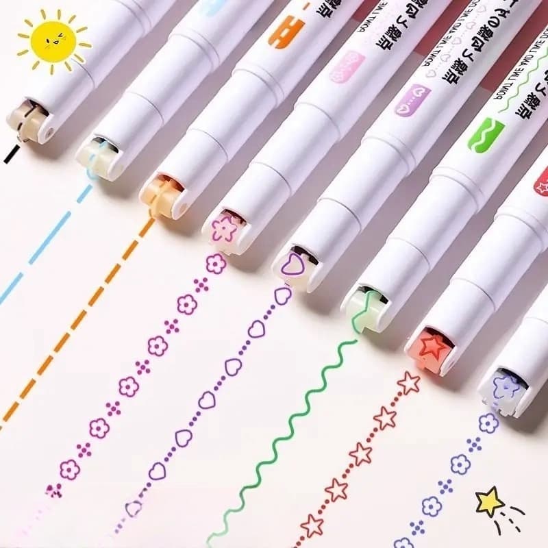 Caneta Carimbo Roller Kit com 6 Cores Papelaria Fofa