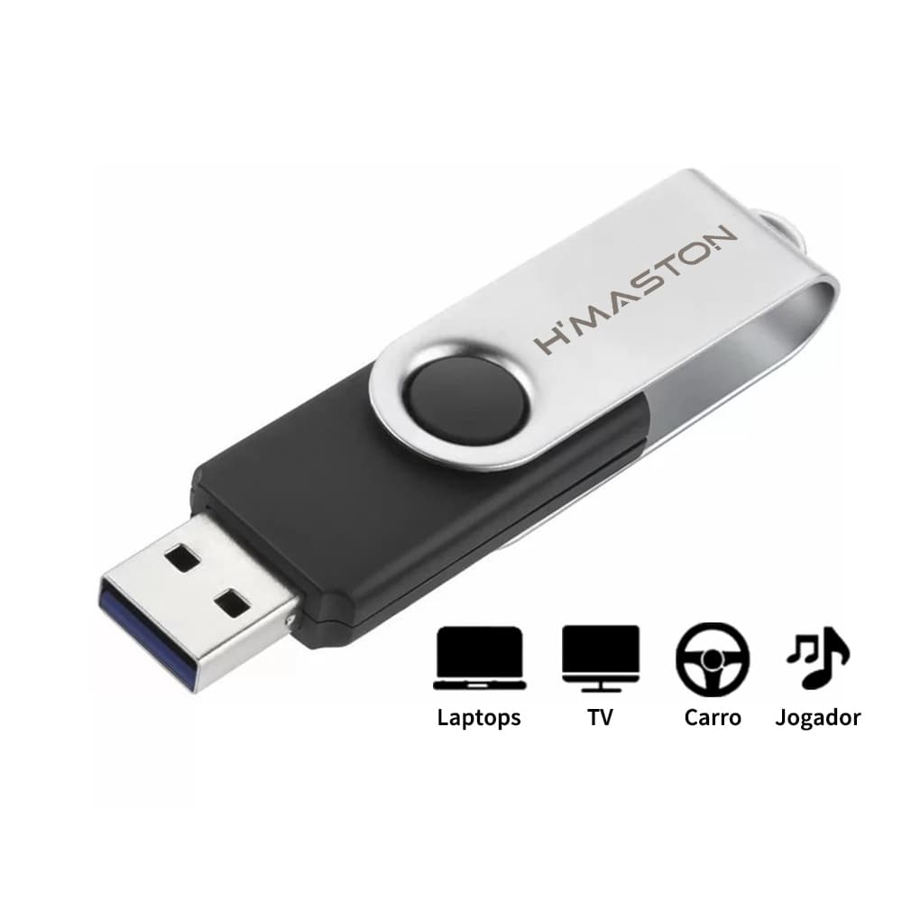 Pen Drive 8GB 16GB 32GB 64GB H'maston USB 2.0 Metal Alta Velocidade Flash Drive