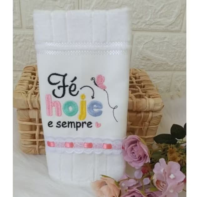 Toalha de mão, toalha de boca, lavabo, bordado com frases motivacionais para presente.