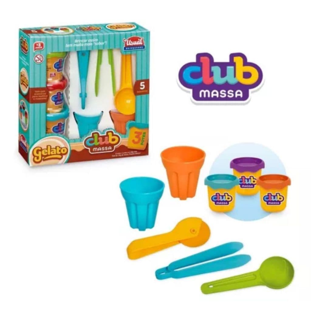 Brinquedo Kit Massinha De Modelar Com Máquina - Club Massa Gelato - Usual Brinquedos
