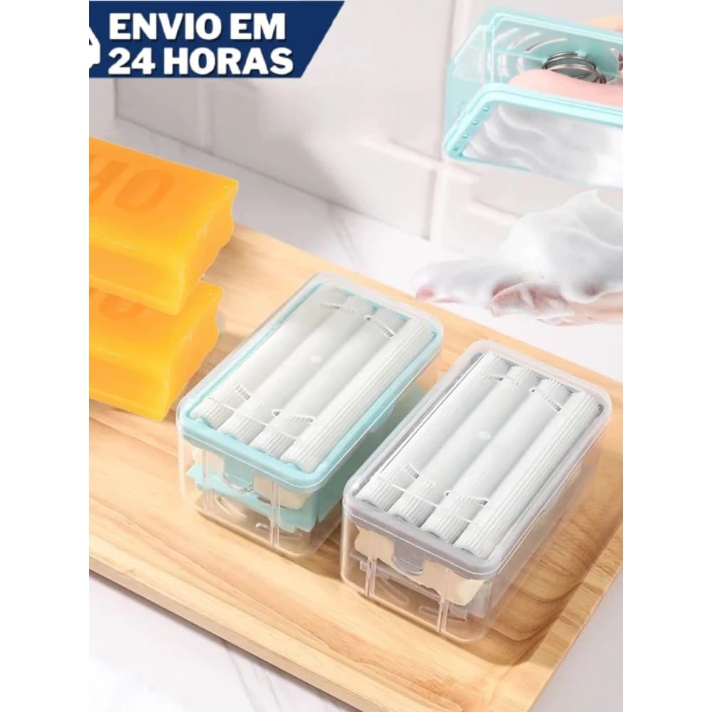 Porta Sabão em Barras Com Esfregão Suporte Escova Saboneteira Dispenser Multifuncional Portátil Com Rolos Para Esfregar e Lavar