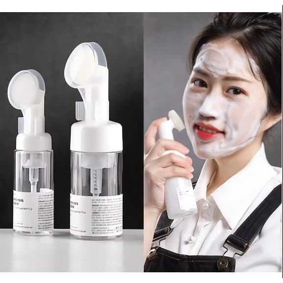 Frasco Pump Espumador Com Escova De Silicone Para Limpeza Facial Skin Care 120ml