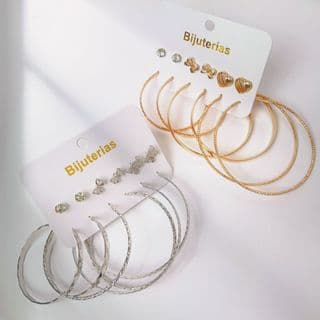 Kit 6 Pares De Brinco- Bjuteria Feminina Dourado-Prata