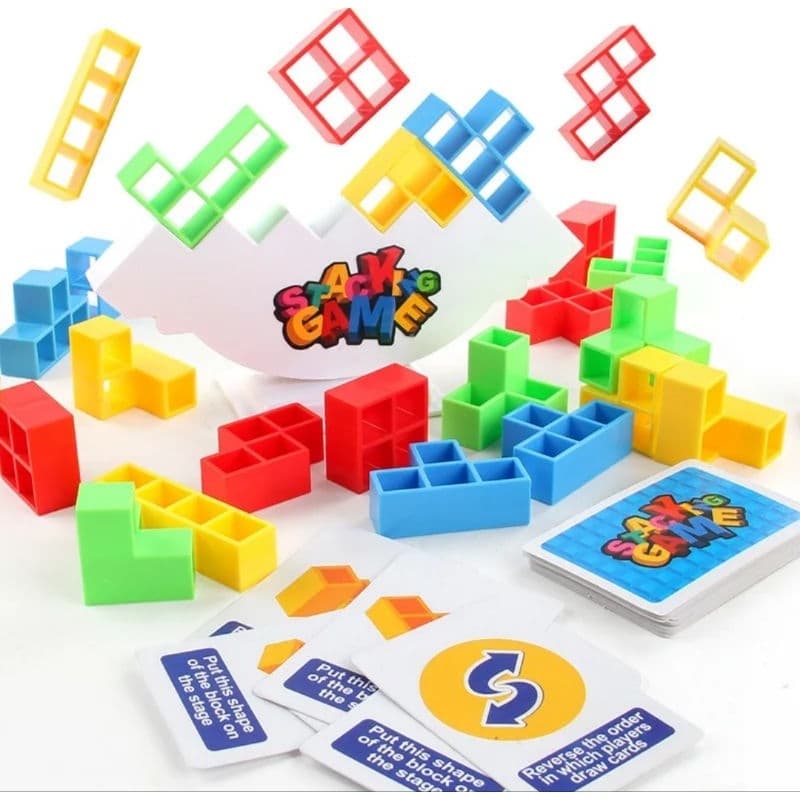 Jogo de empilhamento de torre de tetra, 32 pe莽as, jogo de tabuleiro familiar, jogo de bloco de empilhamento de equil铆brio, 贸timo para fam铆lia e festas