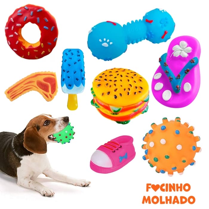 Brinquedos para Cães Vinil Diversos com Apito Atóxico