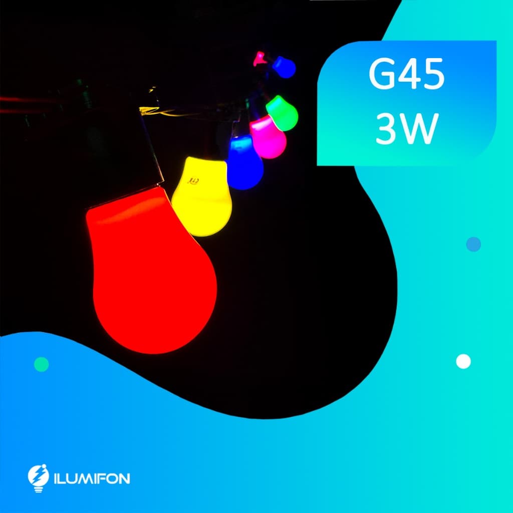 Kit 5 Lâmpada Led Bulbo G45 3w Colorida Decorativa Bivolt