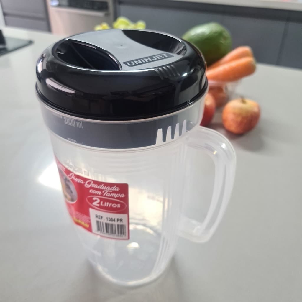 Jarra Transparente Para Suco e Agua Com Tampa 2L 4L Nas Cores Preta Vermelha Rosa Uninjet