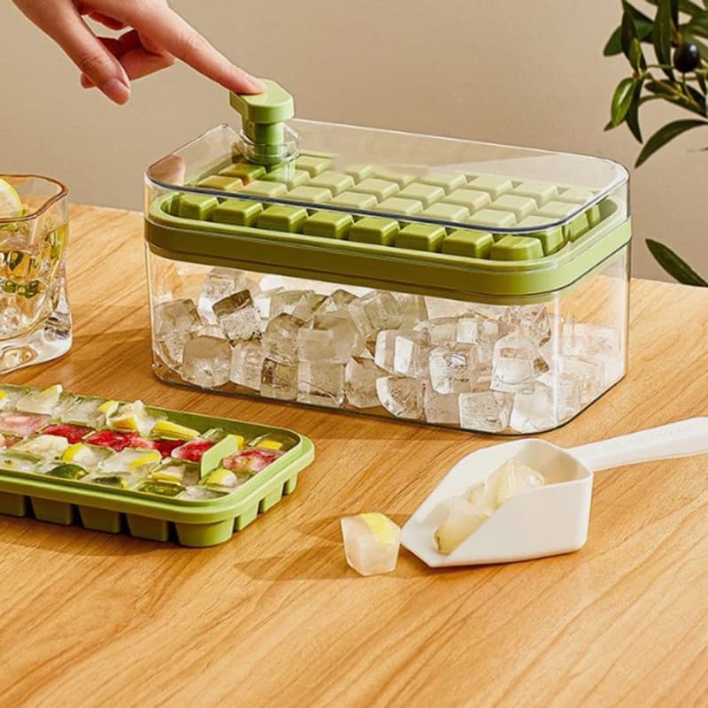 MINI Caixa De Molde De Gelo Fácil Com Um Clique ice Cube Faz Moldes De Bandeja E Caixas De Armazenamento--24811