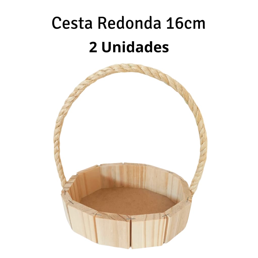 Kit 2 Cestas de Madeira Pinus 16cm Para Presentes ou Decorações