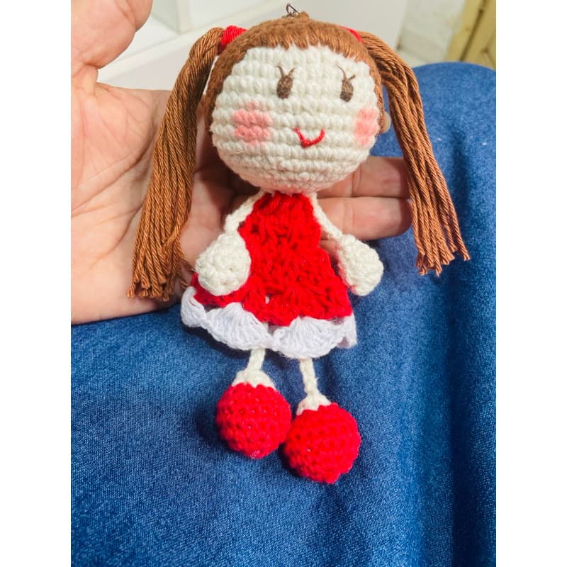 kit com 3 Chaveiro Bonequinha em Amigurumi mochila Bolsa