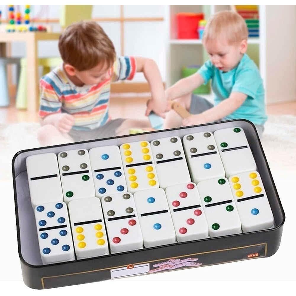 Jogo De Dominó Profissional Com Caixa de Metal Super Luxo 28 Peças Blocos de cálculo de puzzles