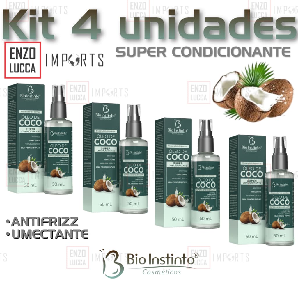 Kit 4 Unidades Reparador de Pontas ÓLEO DE COCO 50mL Bio Instinto