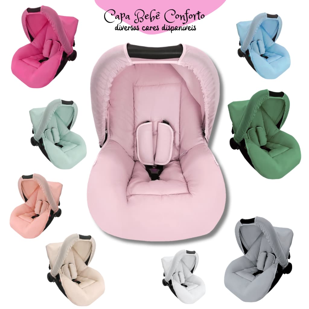 Capa de Bebê Conforto com Protetores de Cinto e Capota Solar Diversas Cores