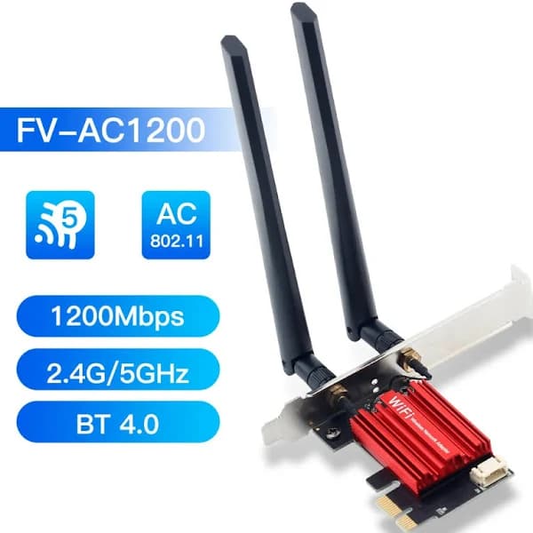 Placa de rede sem fio, adaptador WiFi, Bluetooth 4.0, PCI X1