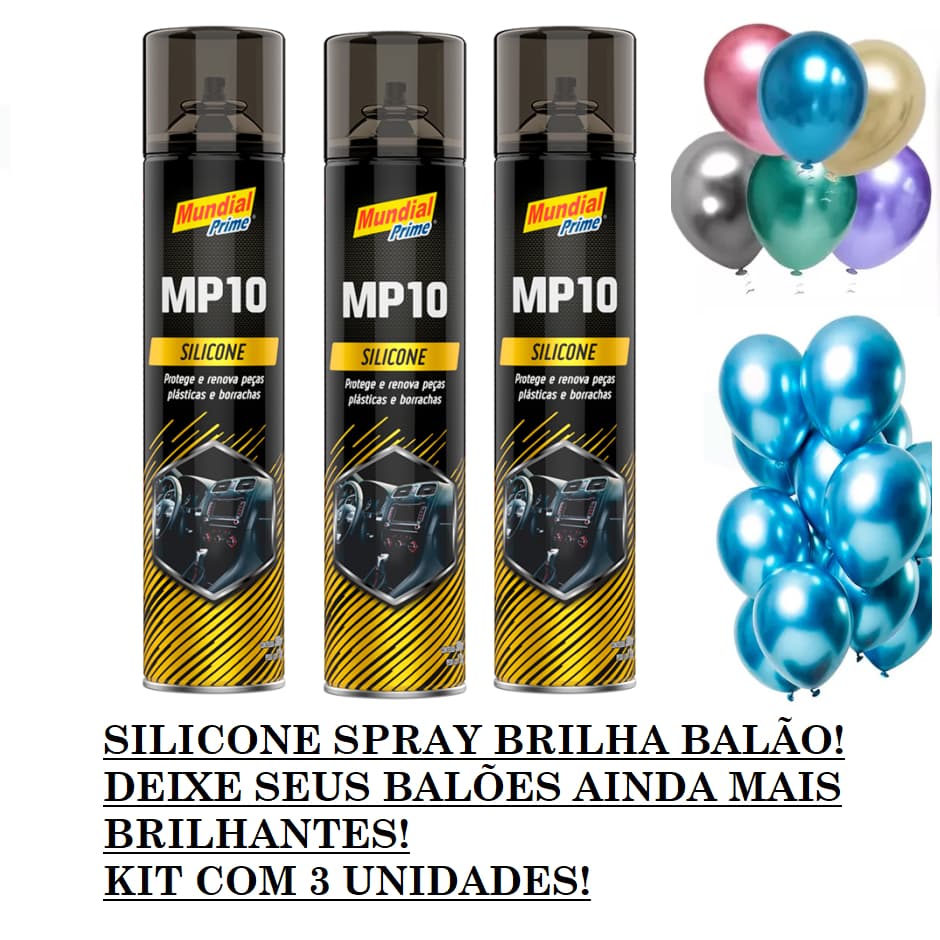 SILICONE SPRAY BRILHA BALÃO - KIT 3 UNIDADES
