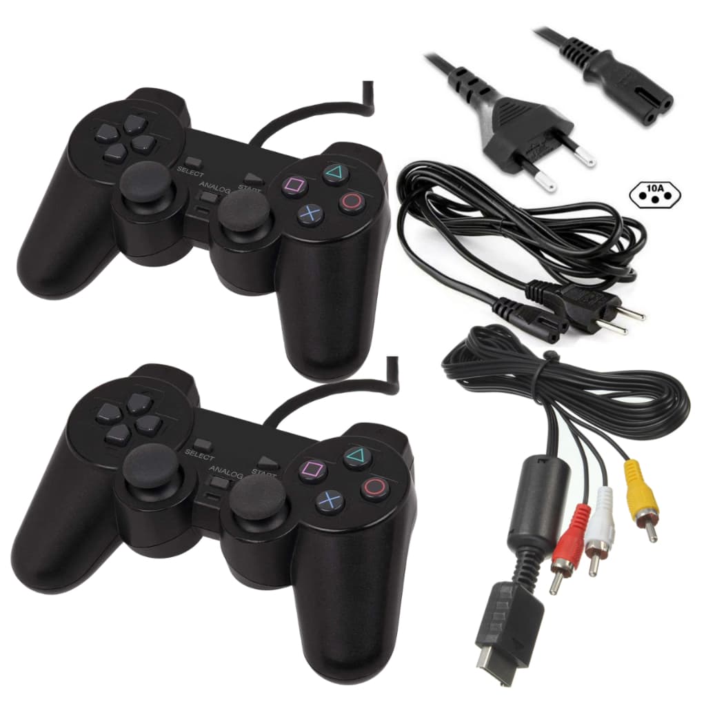 Kit Ps2 2 Controles + Cabo Força + Cabo Av Playstation 2