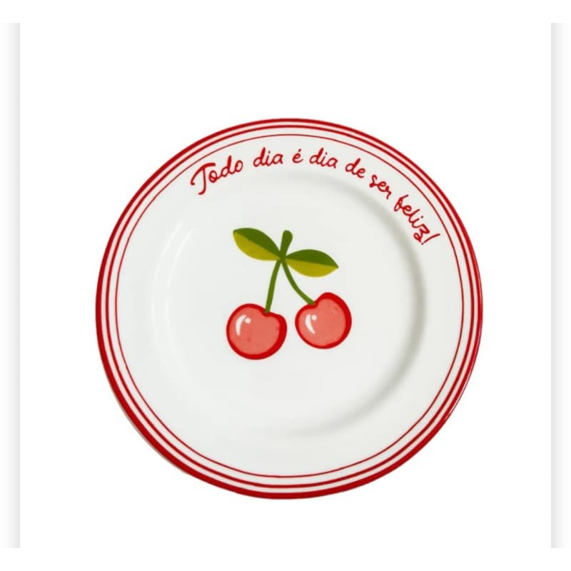 Prato de Sobremesa de Porcelana Cereja
