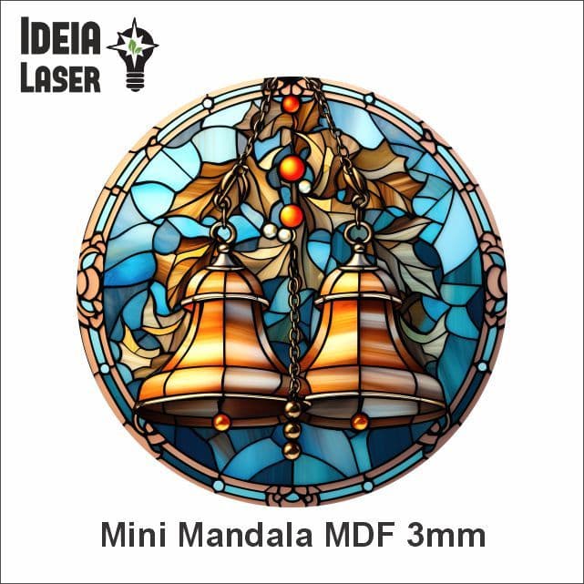 Sinos de Natal Mod1 - Mini Mandala MDF - Arte Estilo Vitral
