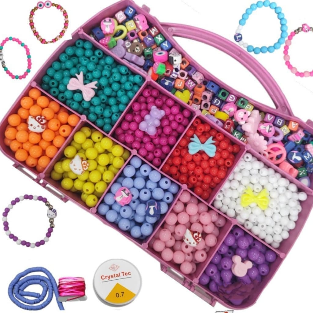 Brinquedo Kit  Miçangas Pulseiras menina  Colorida Bijuteria Infantil 1500 PEÇAS