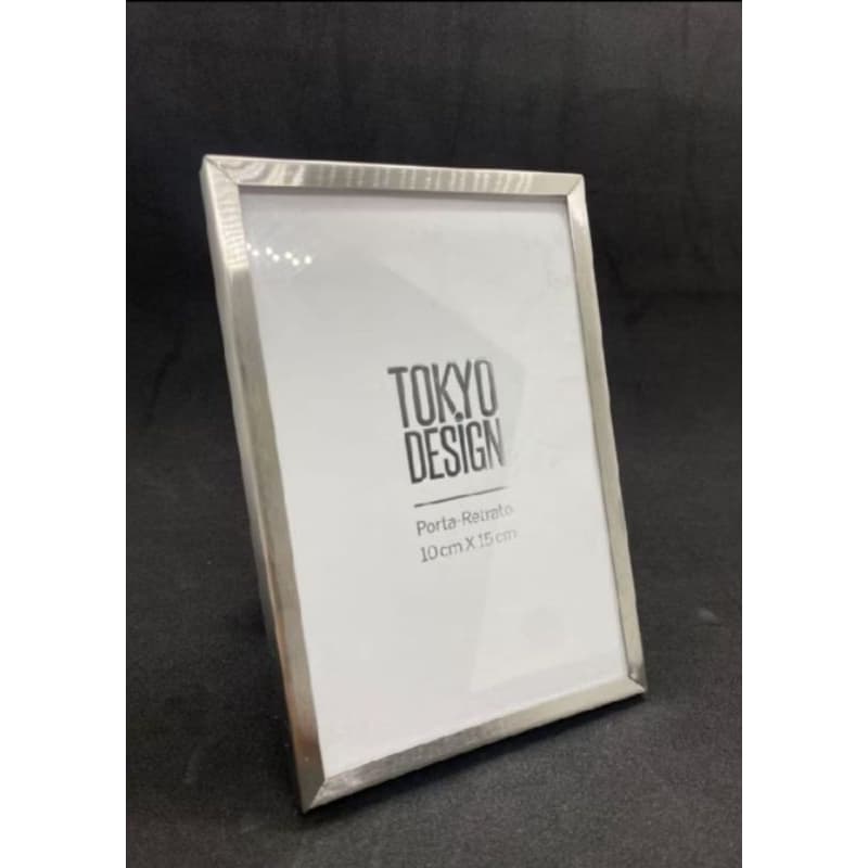 Porta Retrato Prata Tokyo design MetalizadoMoldura Com Inox Vidro