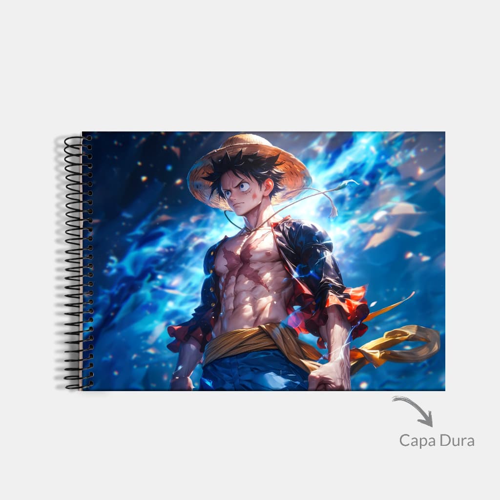 Caderno de Desenho Escolar A4 50 Folhas Capa Dura 2024 One Piece