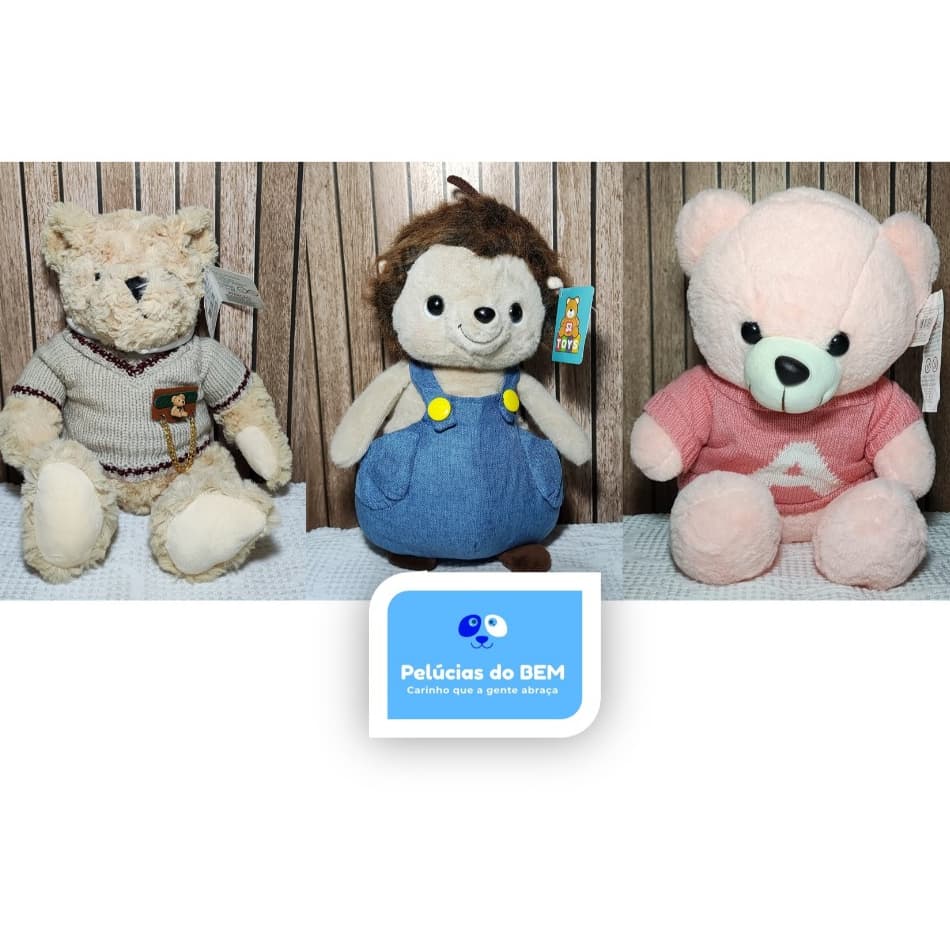 Urso Ursinho de Pelúcia - Premium - Tamanho médio de 25 a 35 cm de altura - Variações conforme anuncio -  BR machine