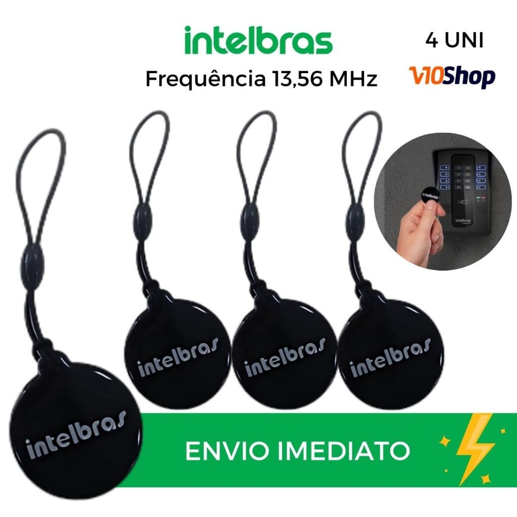 Kit 4 unid. Chaveiro Tag de Aproximação Rfid Mifare Xid 1000 Frequencia 13,56 Mhz Intelbras V10 Shop