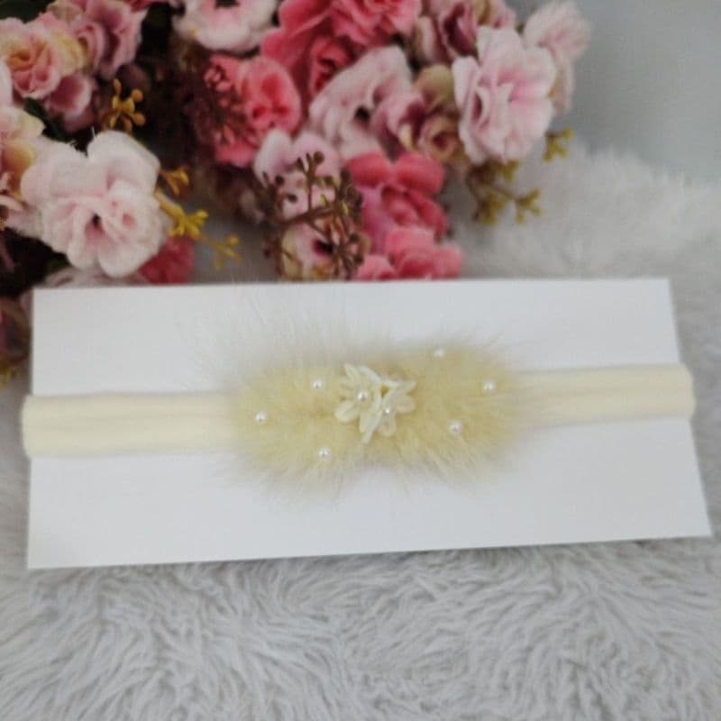 tiara luxo pelinho RN tiara luxo com florzinhas tiara maternidade tiara bebê tiara ensaio reborn