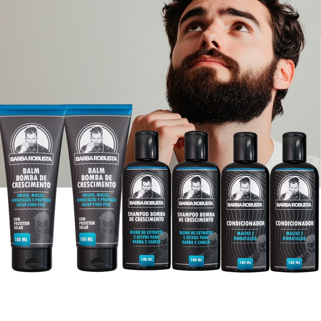 Kit Para a Barba 2 Balm 2 Shampoo e 2 Condicionador