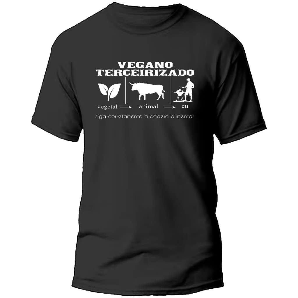Camiseta Camisa masculina meme Plus Size Vegano Terceirizado Churrasco